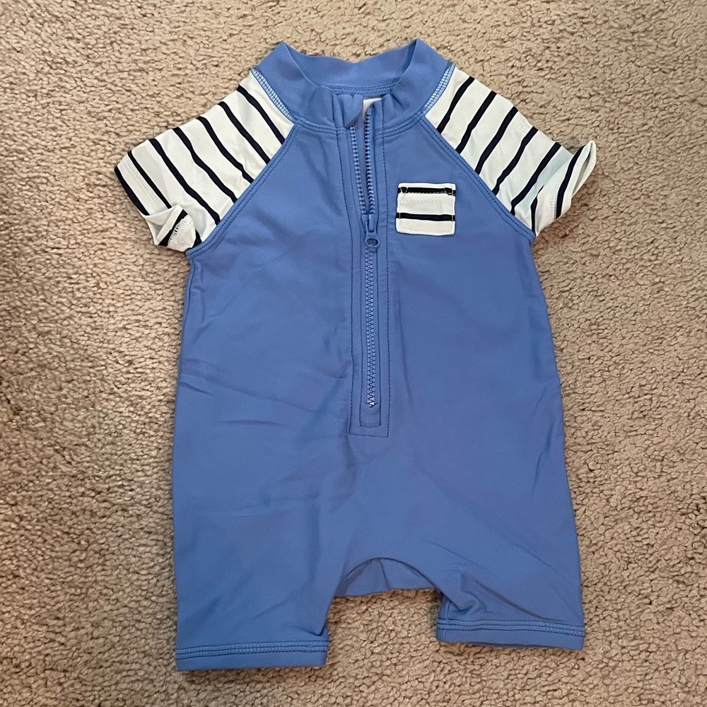 Janie and Jack - Blue Short Sleeve Rash Guard - 0-3M